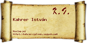Kahrer István névjegykártya